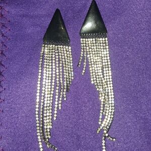 Elegant Black and Silver Dangle Earrings